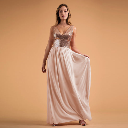 Viola - Vestido de noche largo de lentejuelas