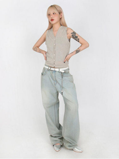 Antonia | Jeans holgados de pierna recta y efecto arrastre