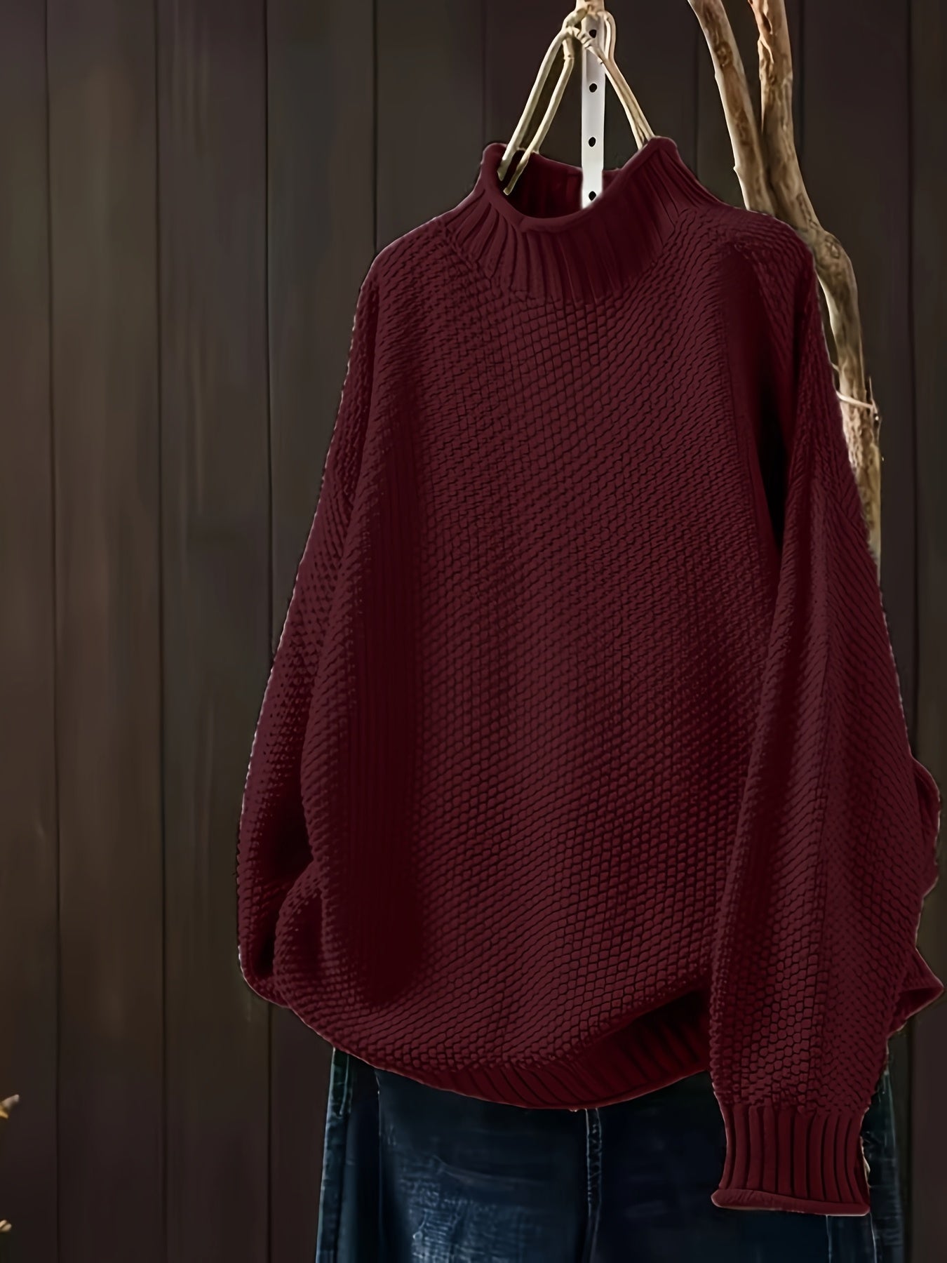 Isabela - Jersey mujer cuello alto tejido grueso casual