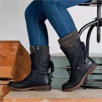 Verónica - Botas de ante con detalle de punto