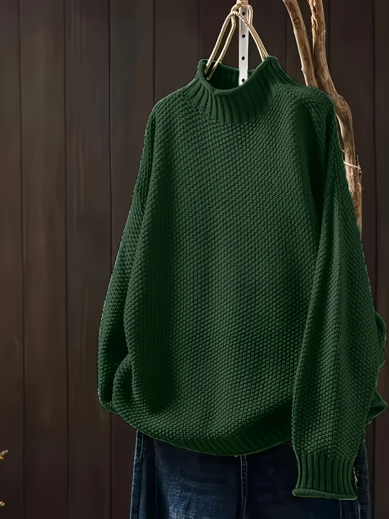 Isabela - Jersey mujer cuello alto tejido grueso casual