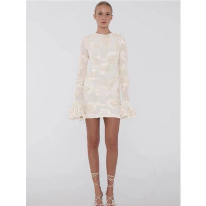 Dafne - Vestido corto floral de manga larga