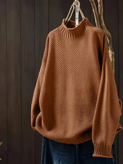 Isabela - Jersey mujer cuello alto tejido grueso casual
