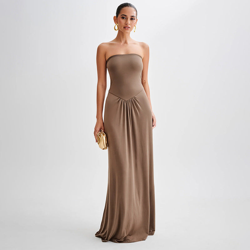 Isla - Maxivestido drapeado sin tirantes