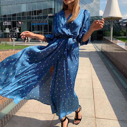 Dalia - Vestido midi con cinturón de lunares