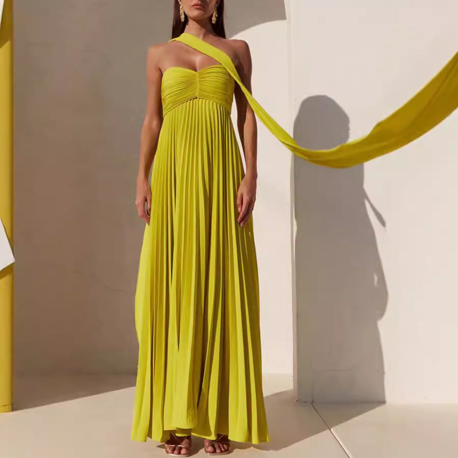 Valeria - Vestido de gasa plisada sin tirantes