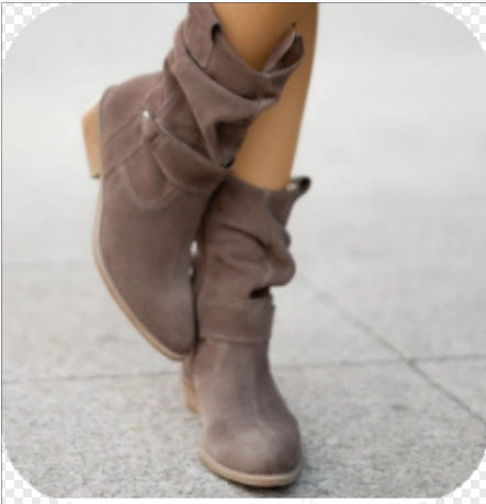 Camila - Botas de ante holgadas hasta la mitad de la pantorrilla