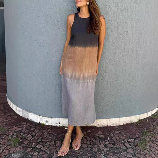 Shiela - Vestido midi degradado sin mangas
