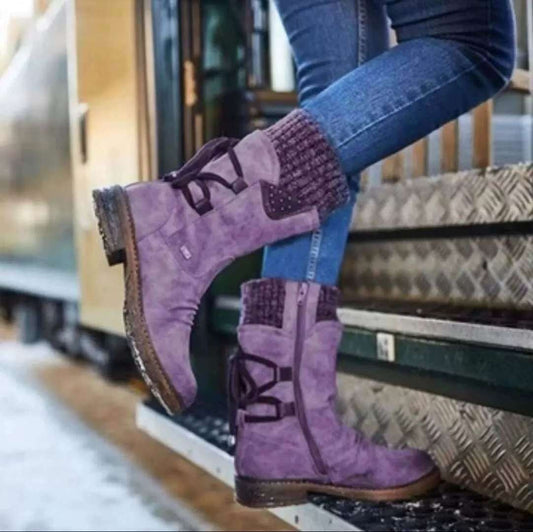 Verónica - Botas de ante con detalle de punto