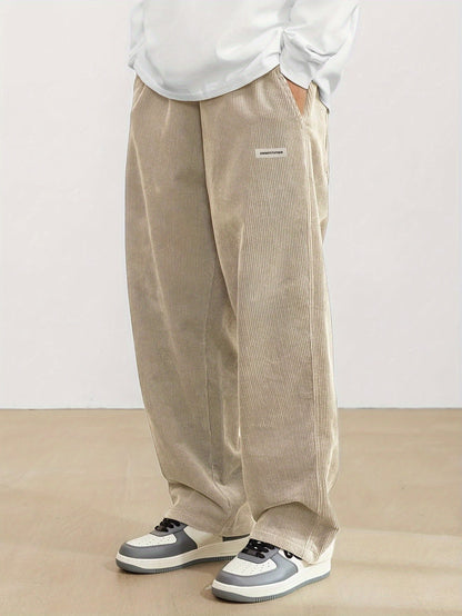 Leo - Pantalón ancho hombre pana casual streetwear