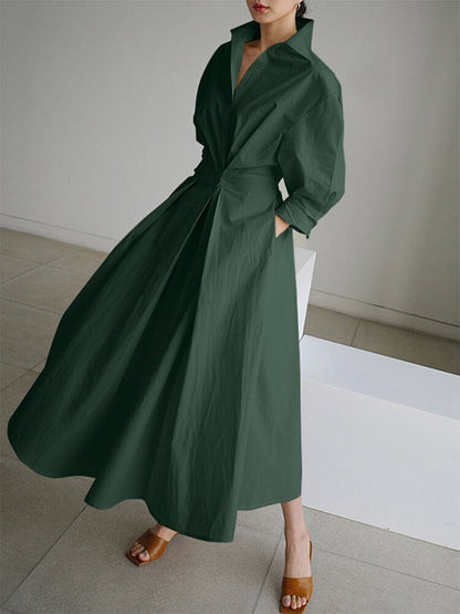 Elena - Vestido camisero largo mujer manga