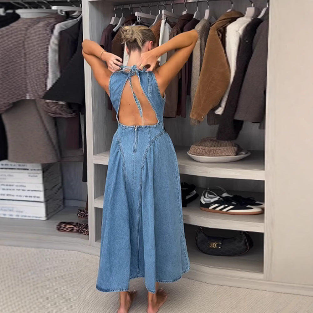 Angelica- Vestido midi vaquero sin mangas