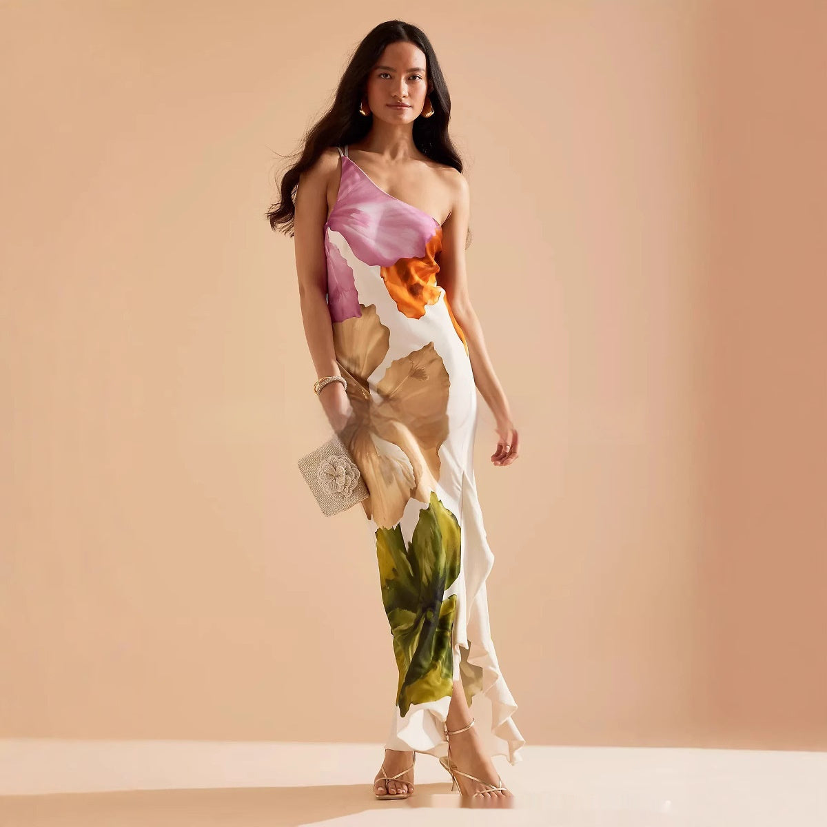 Bianca - Maxivestido floral de un hombro