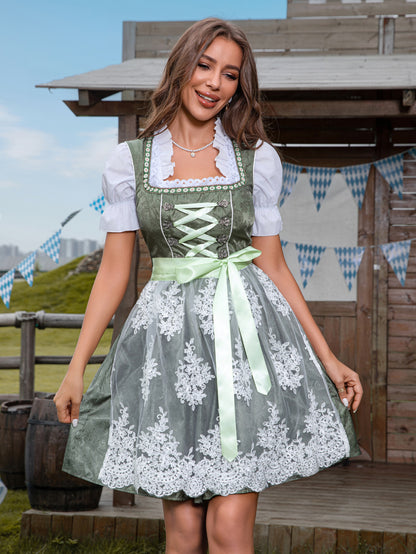 Marlene - vestido dirndl mini con encaje floral