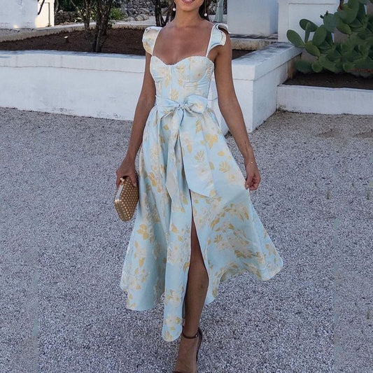 Isabella - Vestido midi con lazo floral