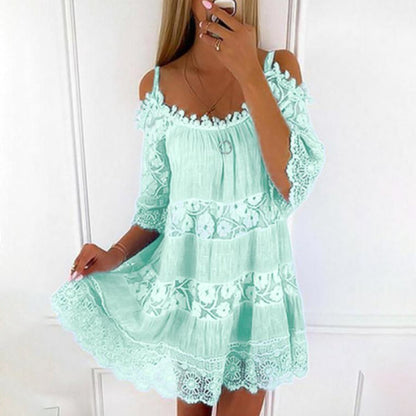 Mariela - Minivestido hombros descubiertos de encaje