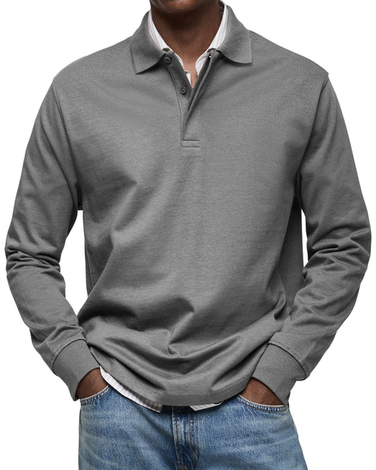 Mateo - Polo de hombre manga larga con cuello clásico
