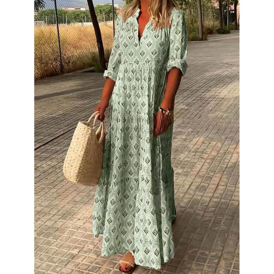 Paula - Vestido largo estampado bohemio