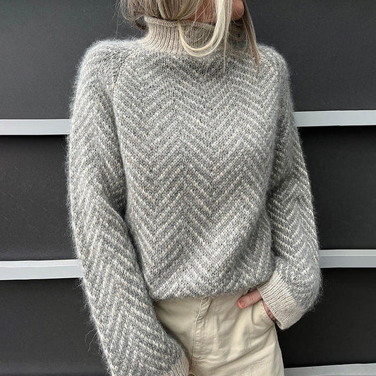Elena - Suéter de punto para mujer con cuello alto y manga larga
