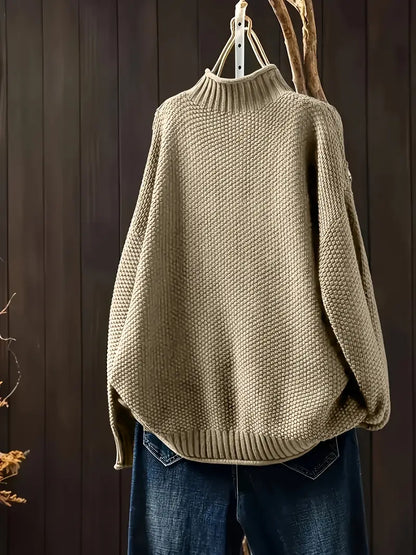 Isabela - Jersey mujer cuello alto tejido grueso casual