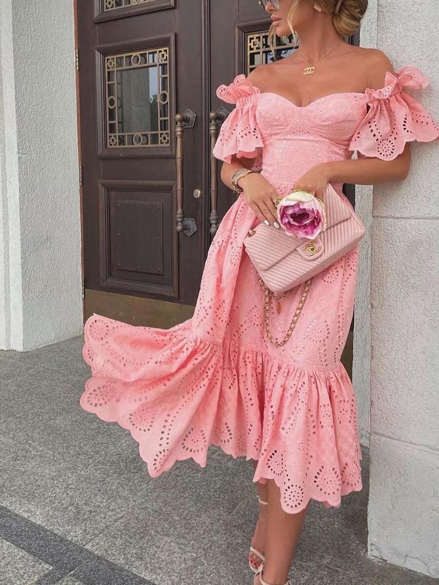 Julieta - Midi vestido fiesta con hombros descubiertos