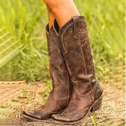 Esmeralda - Botas altas vaqueras envejecidas