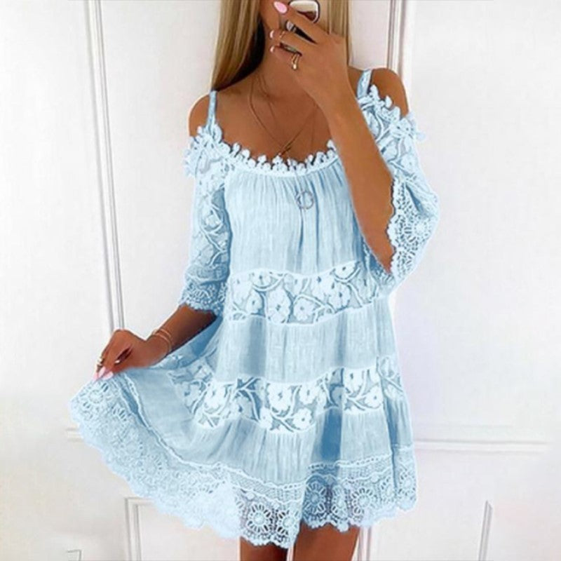 Mariela - Minivestido hombros descubiertos de encaje