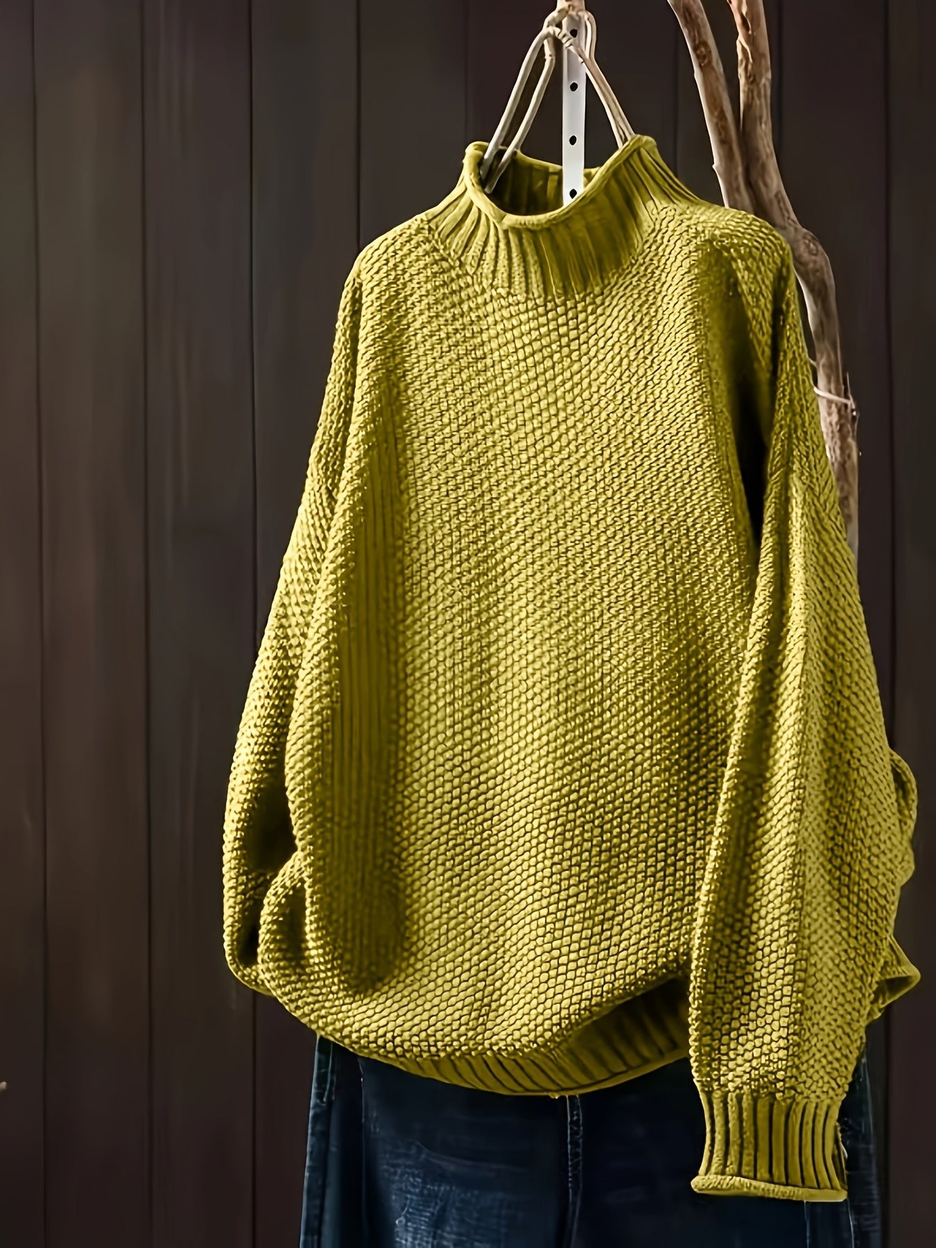 Isabela - Jersey mujer cuello alto tejido grueso casual