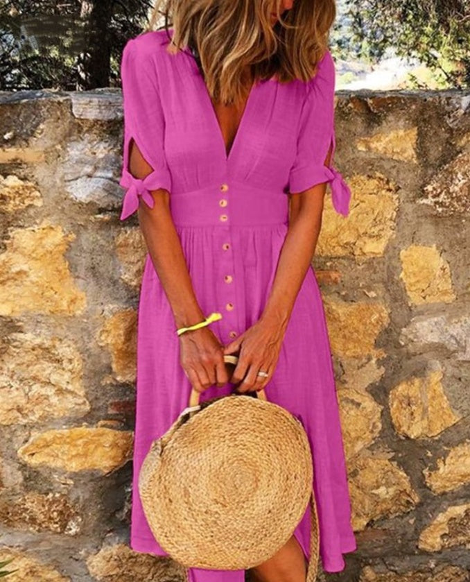 Celia - Vestido midi de verano con botones delanteros