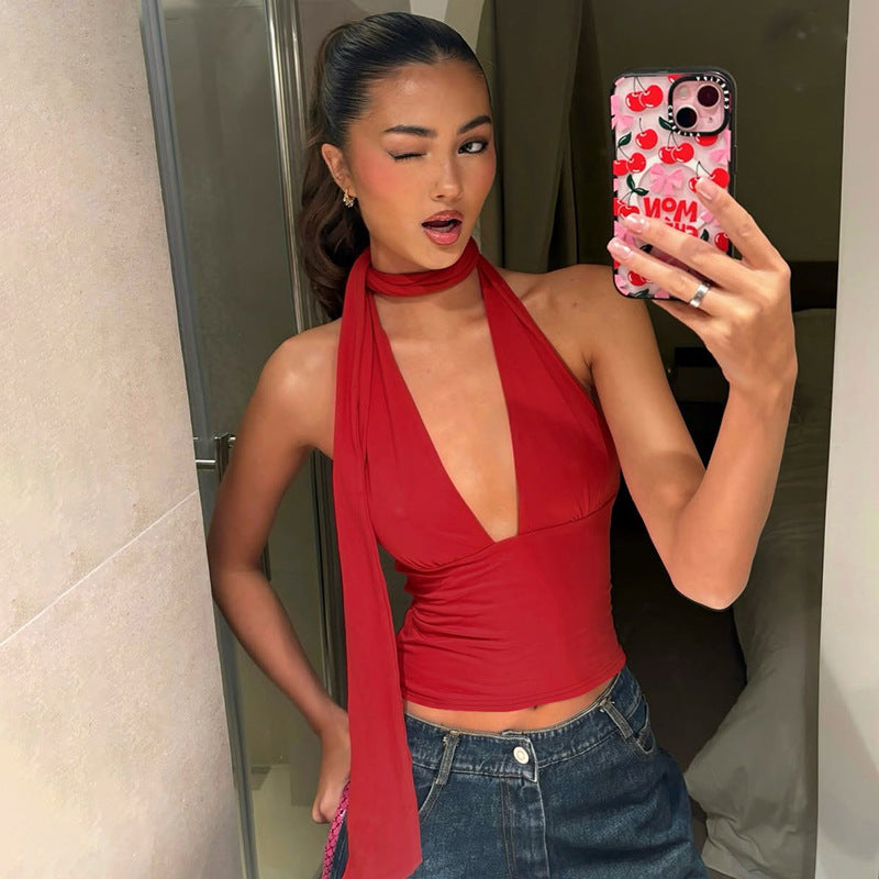 Aria - Top sin mangas con lazo al cuello