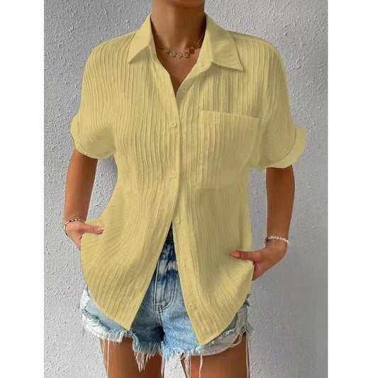Cai - Camisa de botones de manga corta con textura