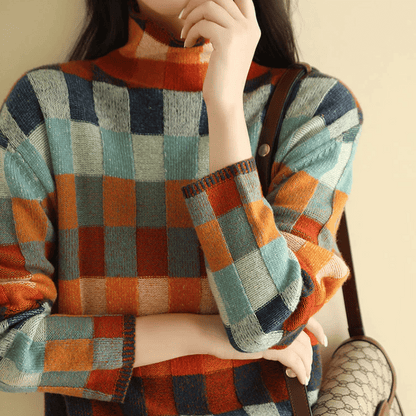 Diana - Suéter de cashmere de punto cuadros mujer