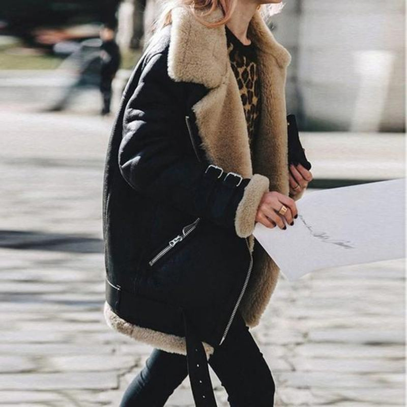 Hilaria | Chaqueta biker de imitación de ante