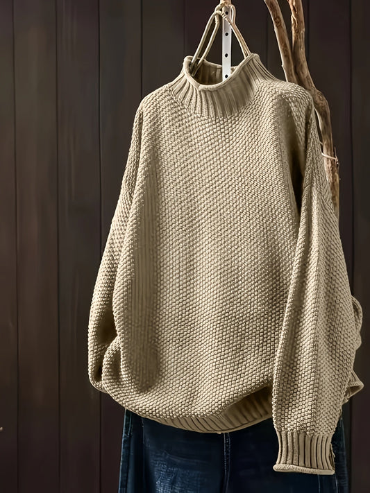 Isabela - Jersey mujer cuello alto tejido grueso casual