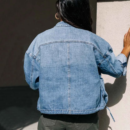 Camila | Chaqueta algodón vaquera holgada con cordón mujer