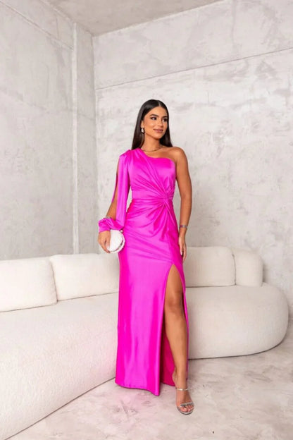 Valentina - Vestido largo mujer asimétrico con abertura