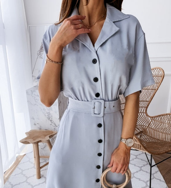 Laura - Vestido camisero con cinturón y botones