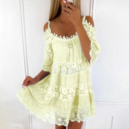 Mariela - Minivestido hombros descubiertos de encaje