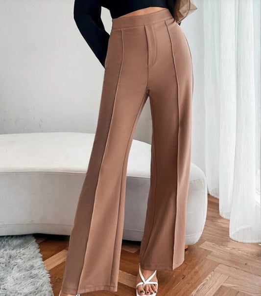 Clara | Pantalones casuales de mujer de tiro alto, holgados y de pierna recta