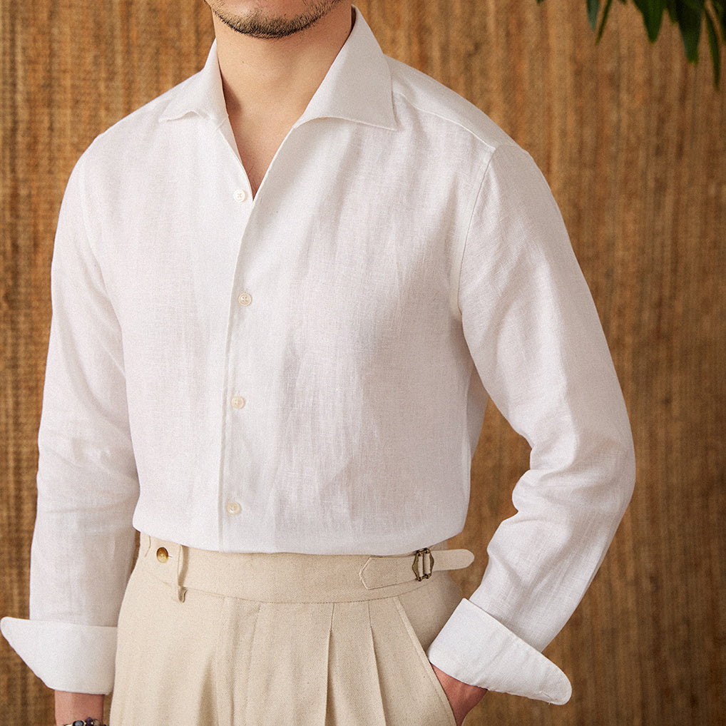Daniel - Camisa clásica de lino blanco