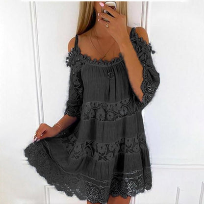 Mariela - Minivestido hombros descubiertos de encaje