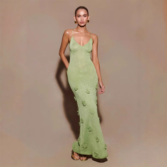 Renata - Vestido largo con textura floral