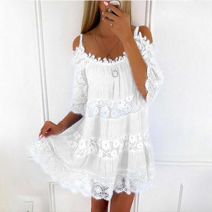 Mariela - Minivestido hombros descubiertos de encaje