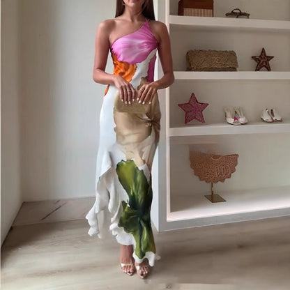 Bianca - Maxivestido floral de un hombro
