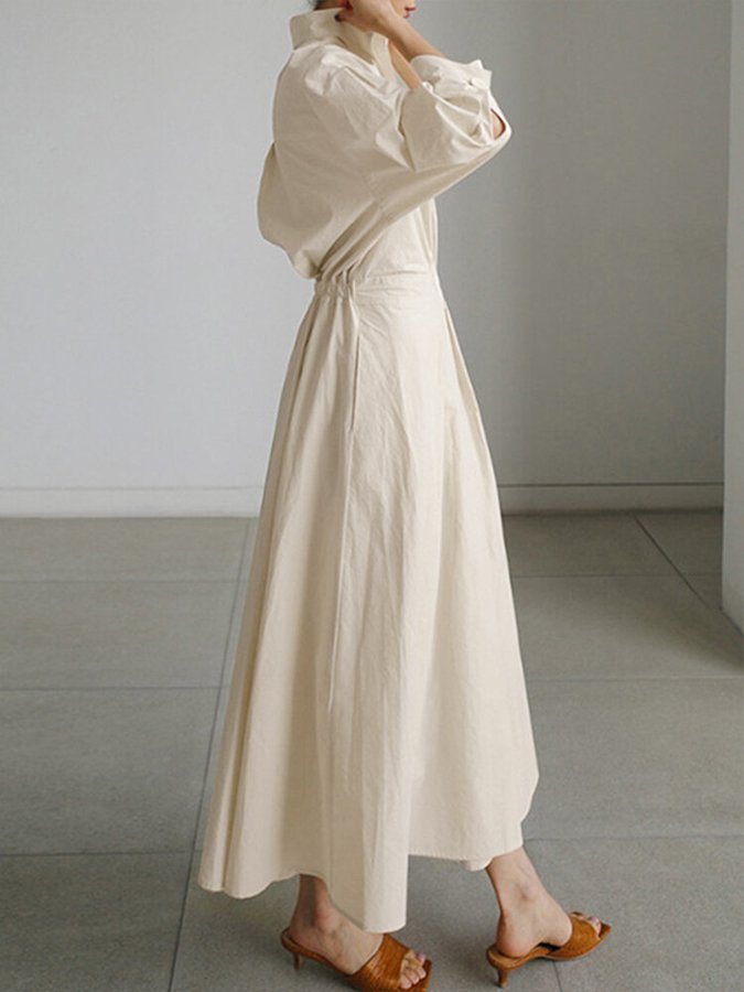 Elena - Vestido camisero largo mujer manga