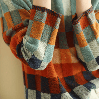 Diana - Suéter de cashmere de punto cuadros mujer