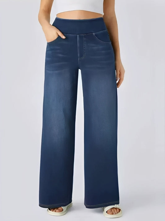 Eva - Pantalón vaquero de mujer corte ancho de cintura alta