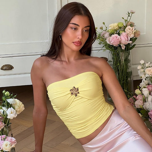 Malena - Top palabra de honor con broche