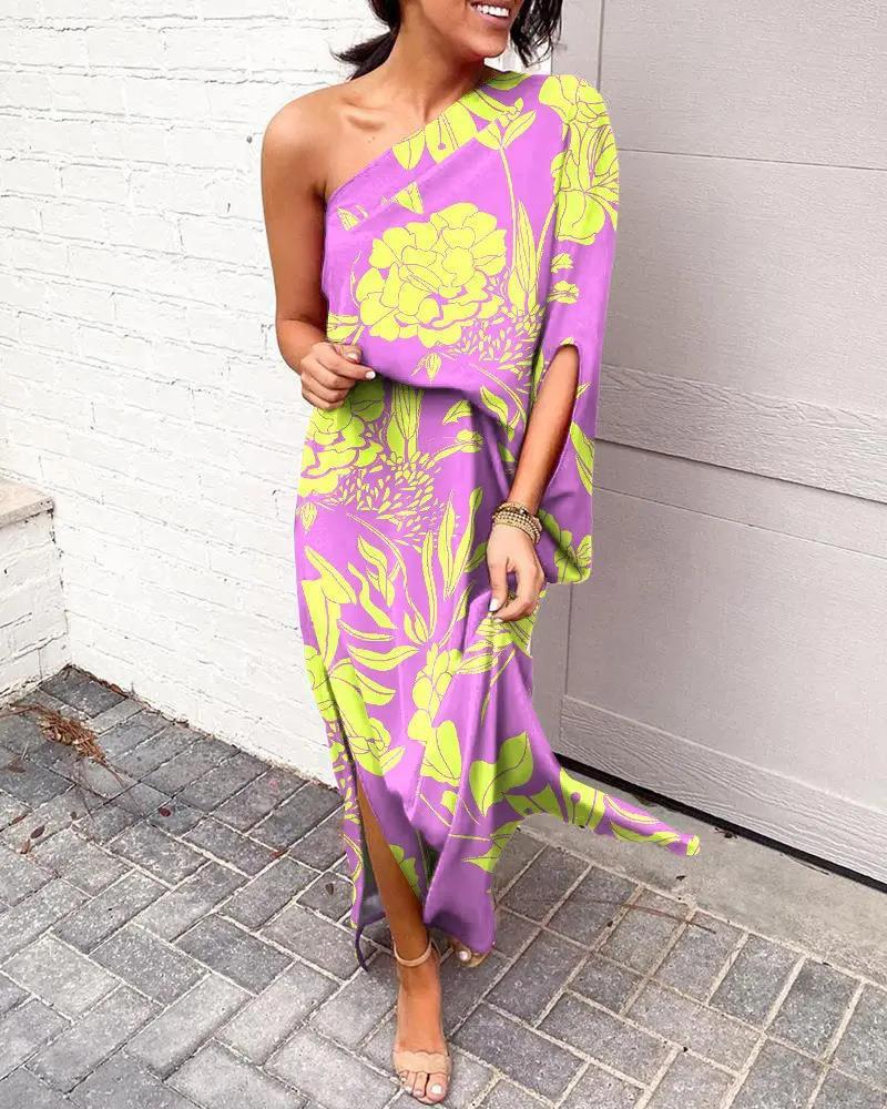 Regina - Vestido floral midi asimétrico