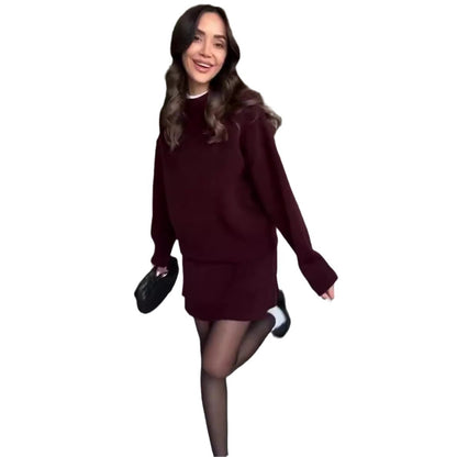 Camila - Conjunto de suéter oversize con falda corta mujer